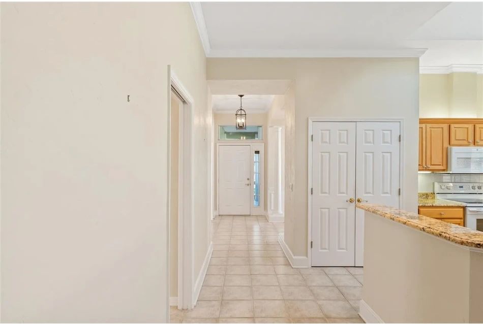Interior hallway of the green craftsman bungalow in Gainesville